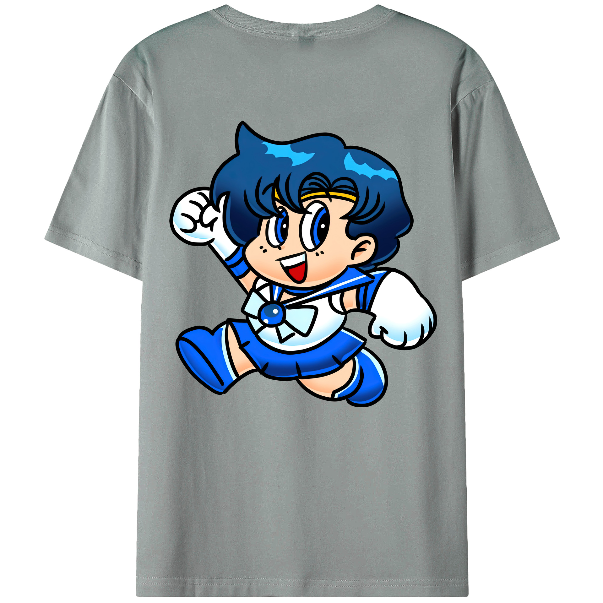 （画像用） 美少女戦士セーラームーン 水野 亜美 みずの あみ Sailor Moon Mizuno Ami 綿100％ メンズ半袖Tシャツ（バックプリント） 通気性